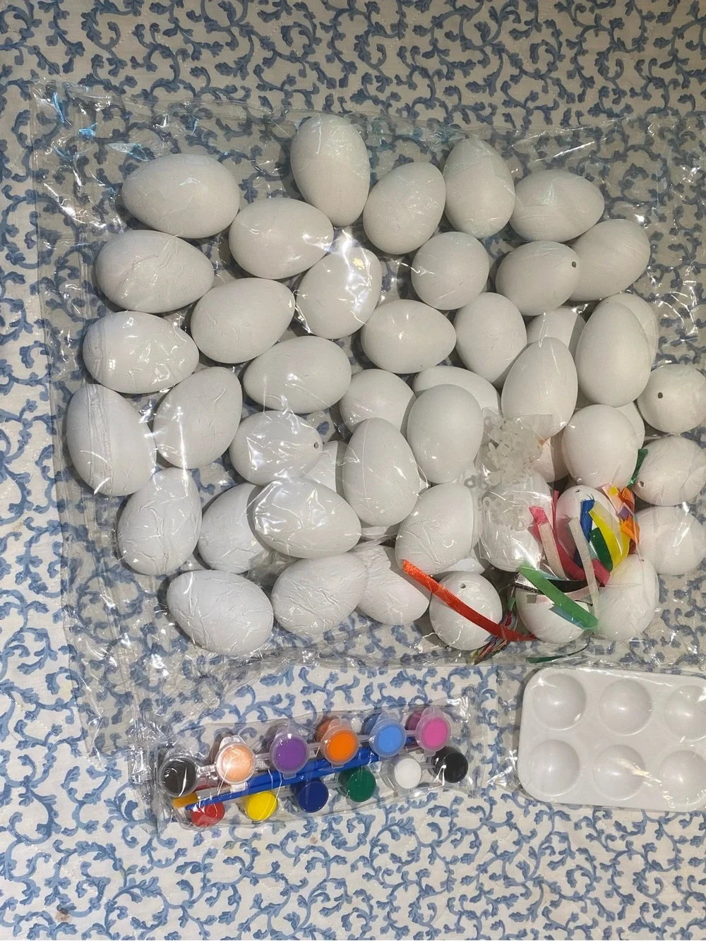 DIY Easter Egg Decorating Kit 50 Eggs Paint, Pens, Palette & Ribbons Craft Set